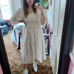 DM Fashion Willow Cream Floral Embroiderdy Dress